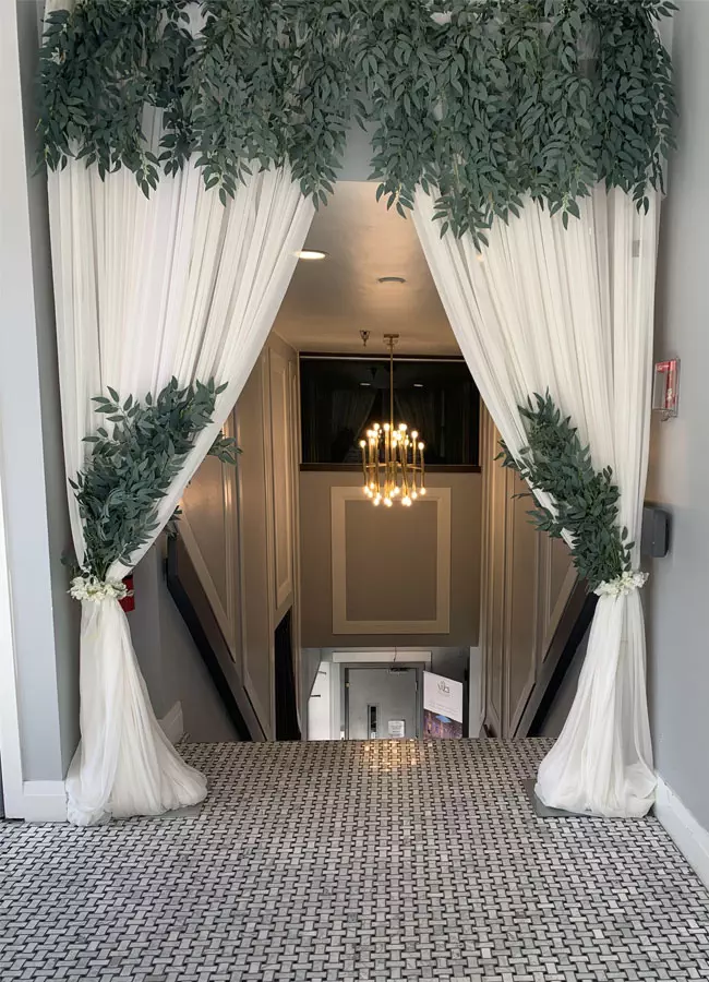 photo of the grand entrance for a wedding reception at Calgary's top banquet hall, White Diamond Conference Center